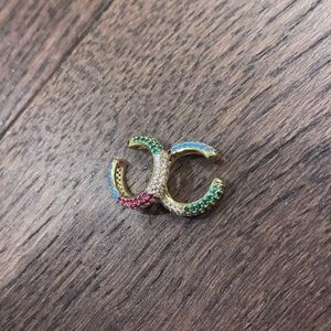 NEW, never worn- colourful gold pave ear cuffs